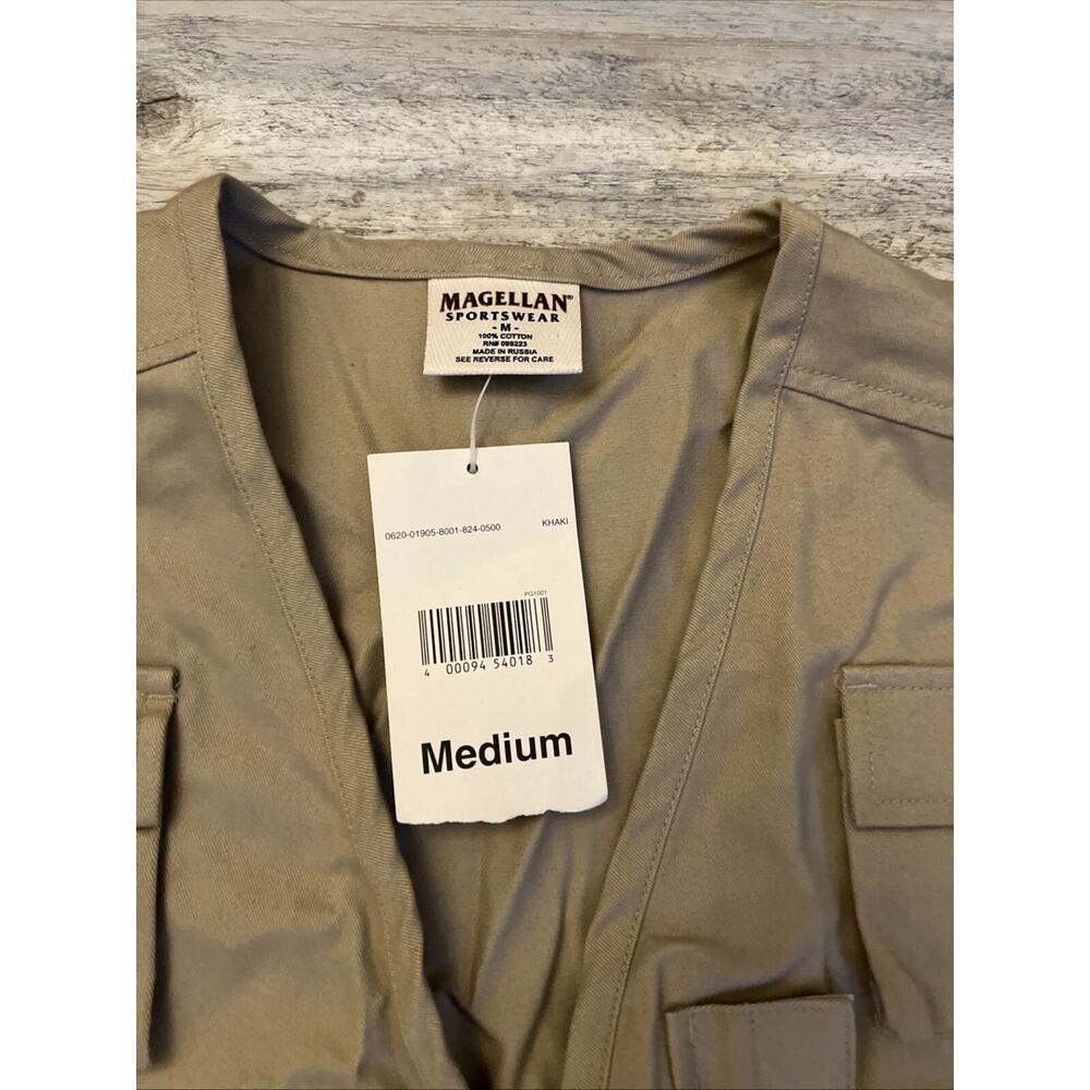 Magellan Sportswear Fly Fishing Vest Khaki Medium NWT - Picture 2 of 5